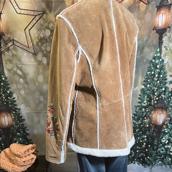 🧥St. John’s Bay Westerncore Embroidered Shearling-Trim Teddy Jacket | Sz Large - Picture 9 of 16